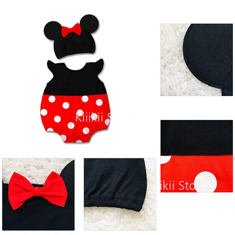 New Disney Cartoon Anime Baby Boy Costume Newborn Minnie Kids Baby Jumpsuit Mickey Stitch Donald Duck Summer Newborn Jumpsuit