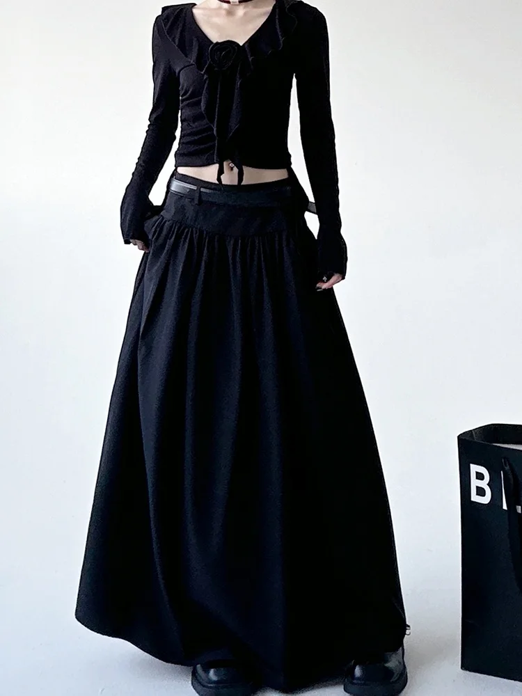 

High Waist Long A-Line Skirt Women's Spring Summer White Dstring Slimming Umbrella Skirt Ele Commute Sle Polyester