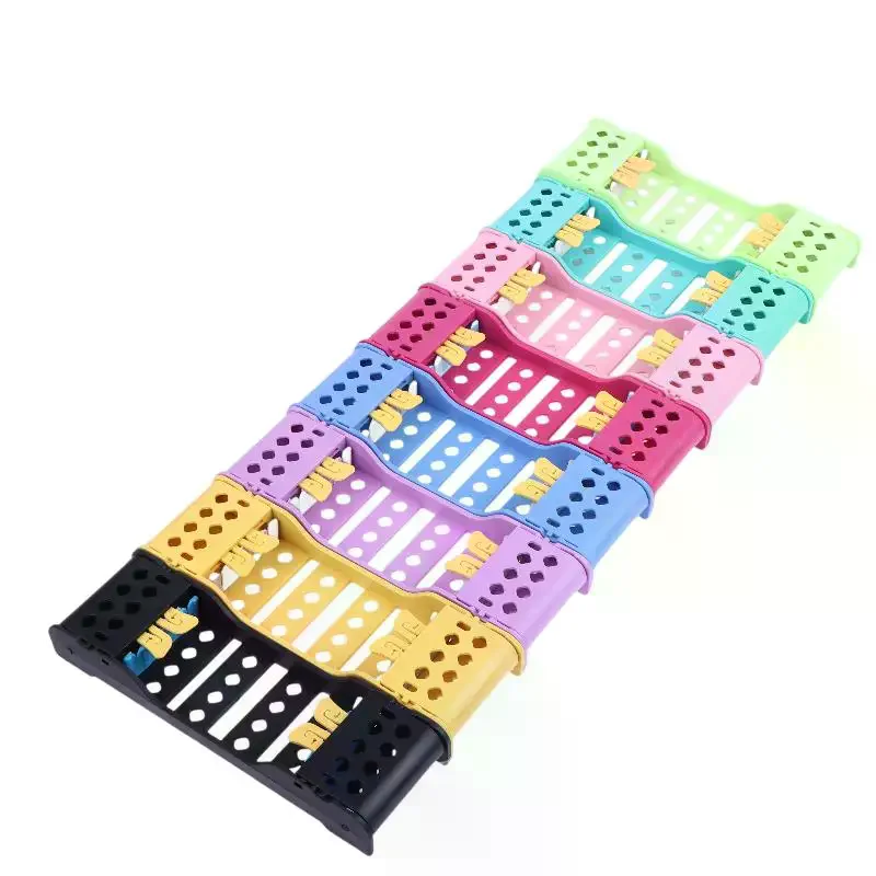 

Dental Instruments Plastic Disinfection Box Dental Storage Case For 4 Holders Autoclavable Dentist Cassette Racks