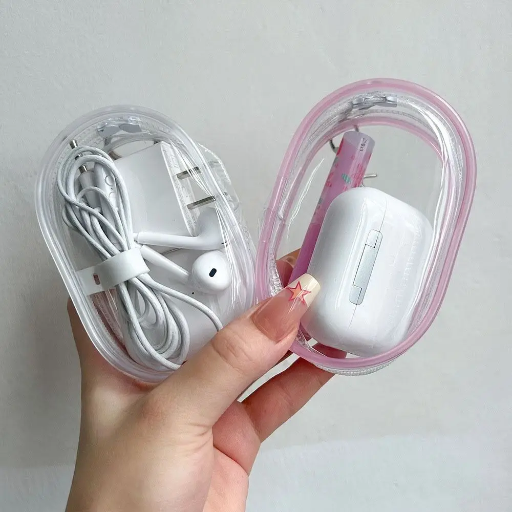 1Pcs Protective Cover Data Cable Storage Box Outdoor Travel Headset Data Cable Storage Bag Multifunctional Clear Organizer Box