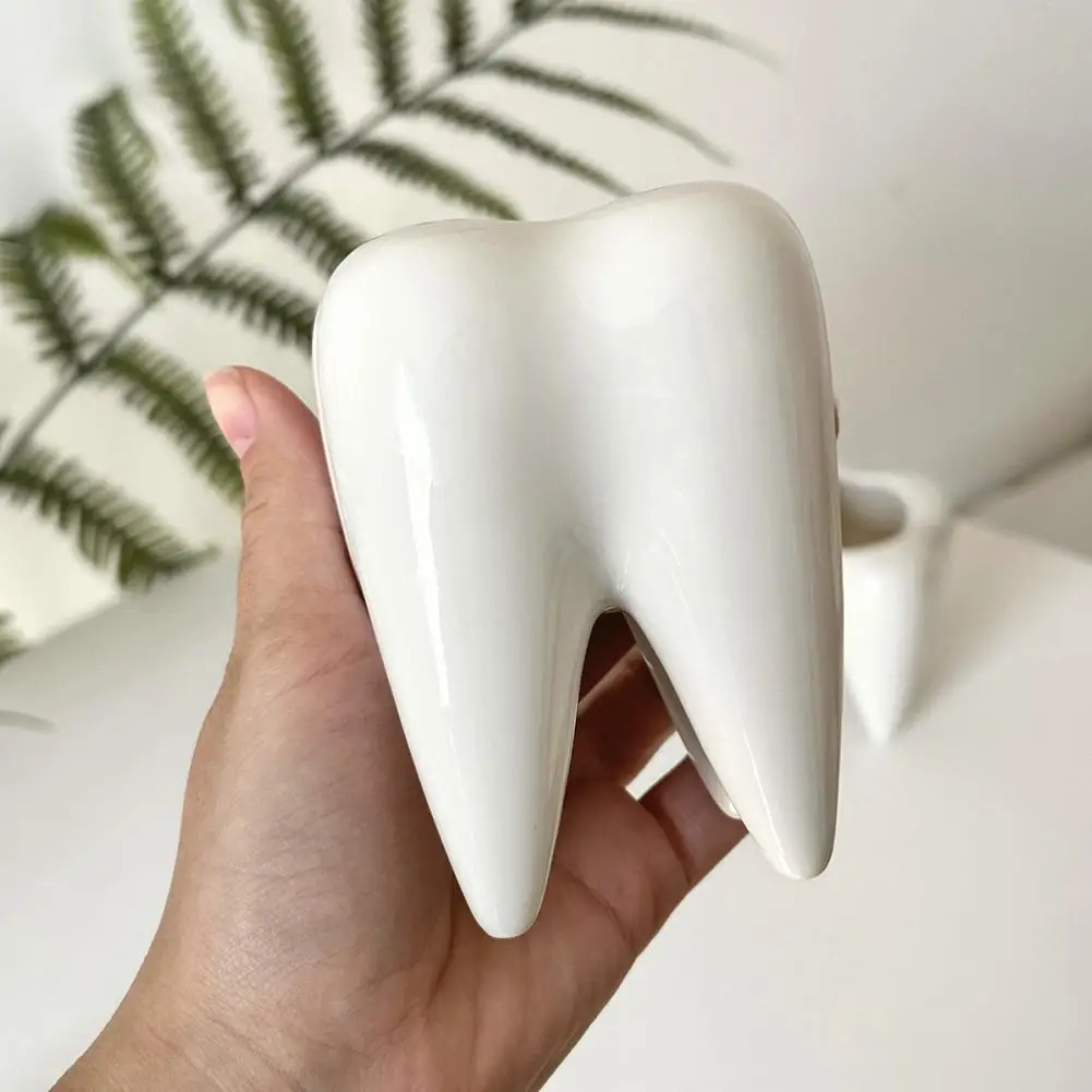 Funny Tooth Shape Ceramic Pen Holder Pencil Pot Storage Container Desk Pen Stand Succulent Pot Organizer Home Decoration Planter