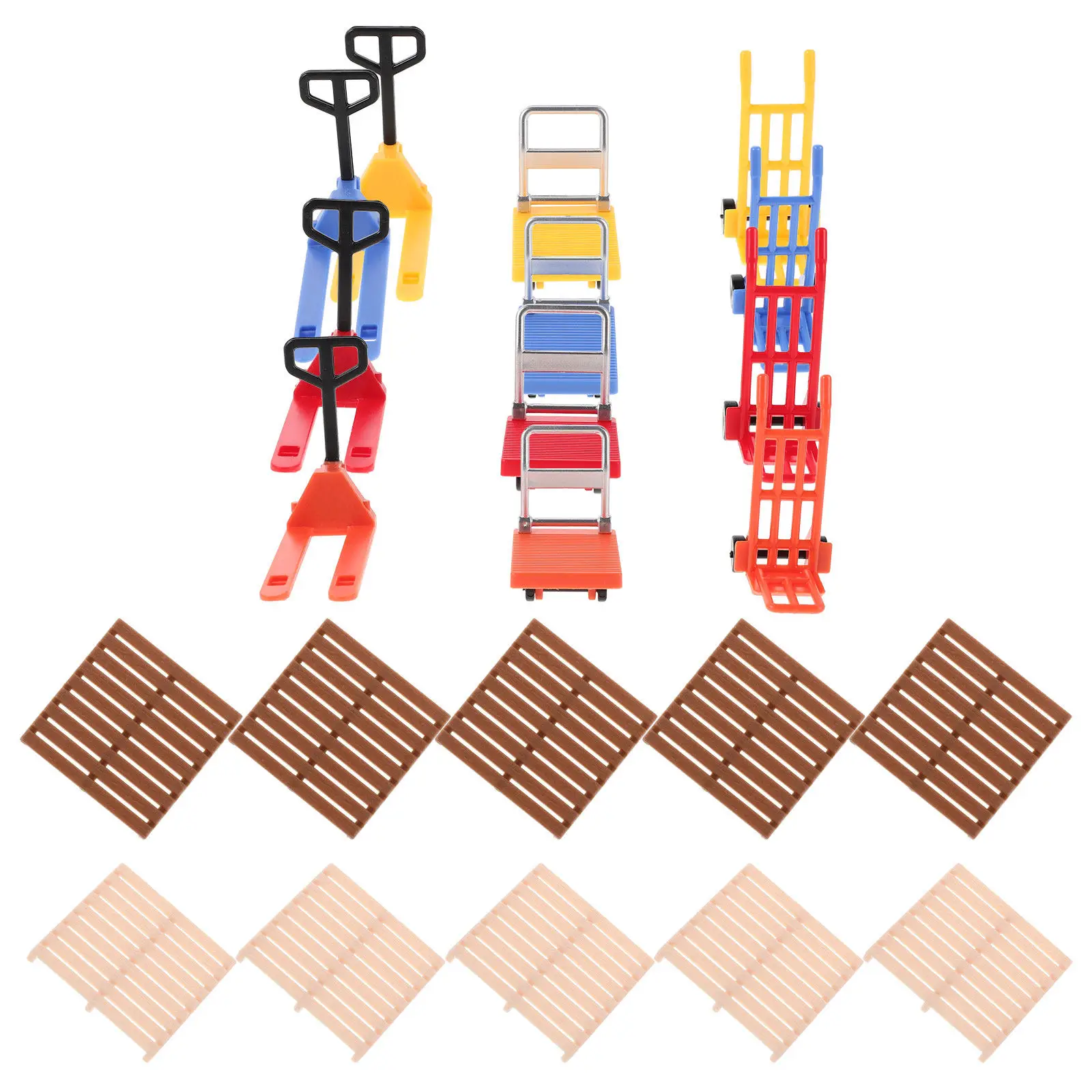 

36Pcs Miniature Hand Pallet Jack Forklift Cart Small Construction Set Educational Simulation Mini Pallet Jack Figures for Desk