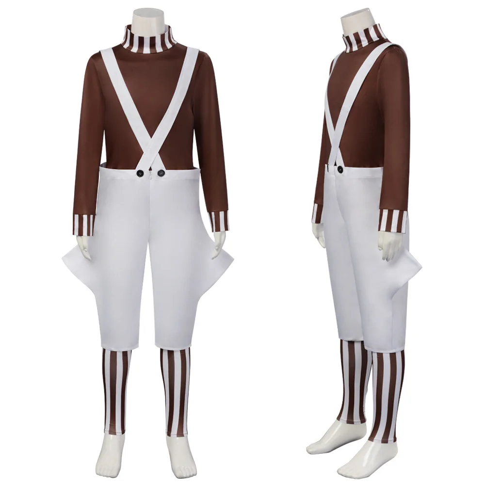

Oompa Loompa Costume with Wig Halloween Party Suit Chocolate Factory Worker Cosplay Outfits for Male