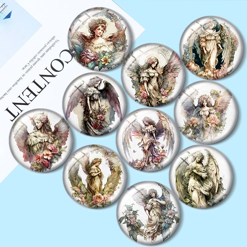 

Victorian Style Angel Cliparts 10pcs12mm/16mm/18mm/25mm Round Photo Glass Cabochon Demo Flat Back Making findings