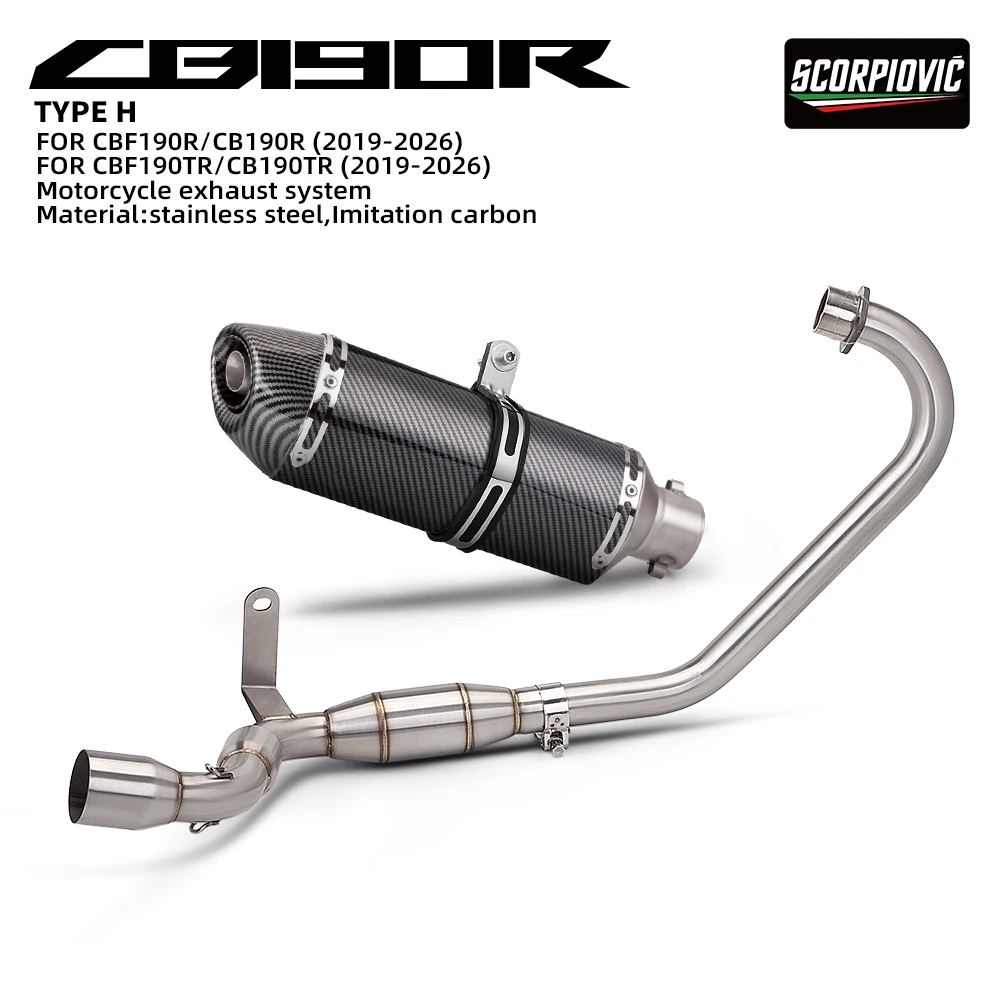 Front Header Tail Pipe Slip On Exhaust Mod Parts For CB190R CBF190R CB190TR CBF190TR Motorcycle 2019-2026