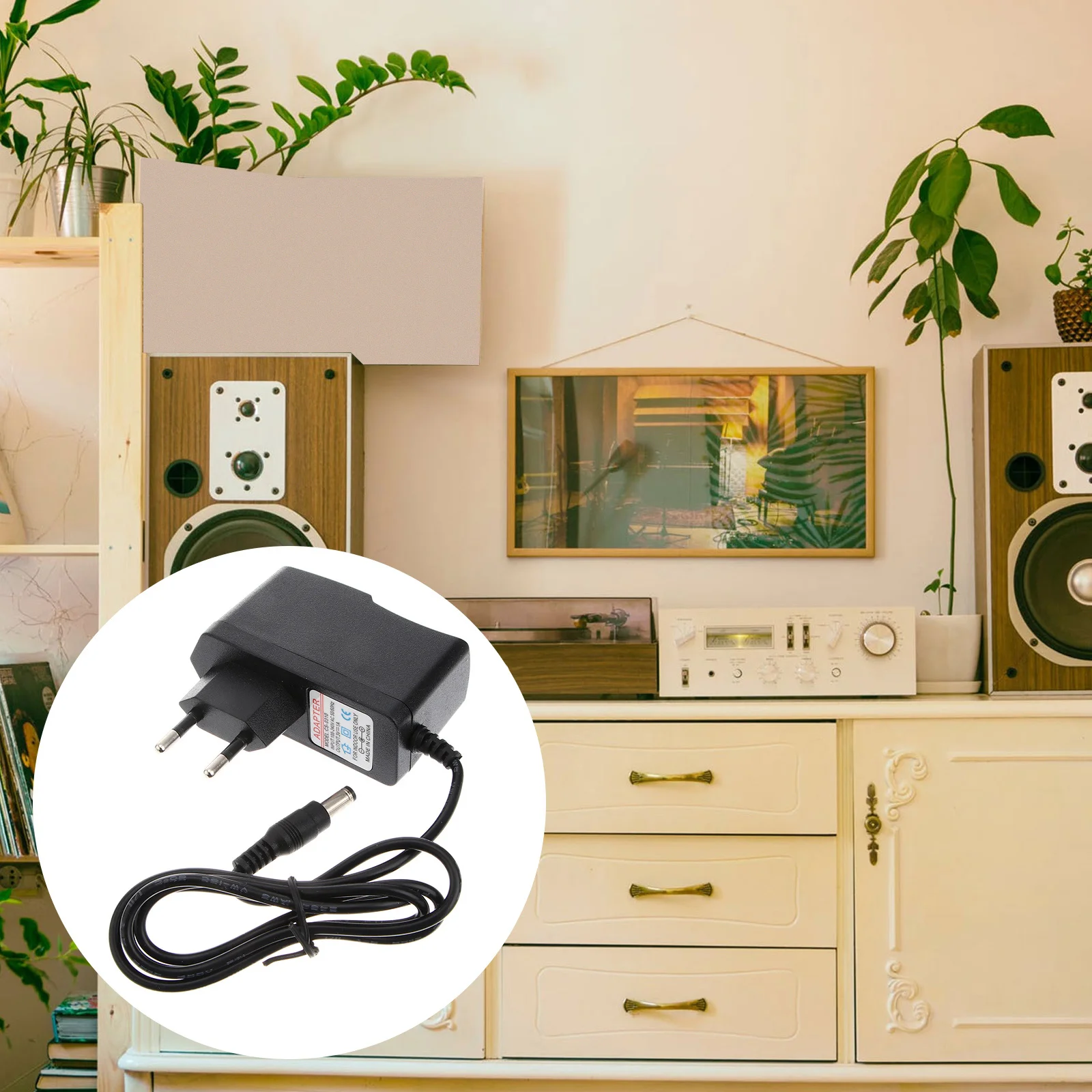 

Portable 5.5mm x 2.1mm Power Adapter 3V 1A EU Plug Black Color Durable Plastic Metal Material Home Travel Use