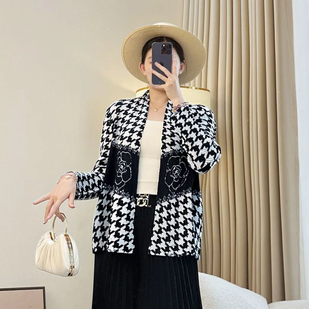 

Женская куртка-кардиган — модный повседневный универсальный плиссированный топ без пуговиц с длинными рукавами и запахом Miyake