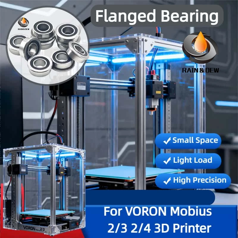 Ball Bearings 5x13x4 mm Bore 5mm 695RS 695ZZ 10PCS Stainless Steel S695ZZ Flange F695RS F695ZZ Bearing for VORON 3D Printer