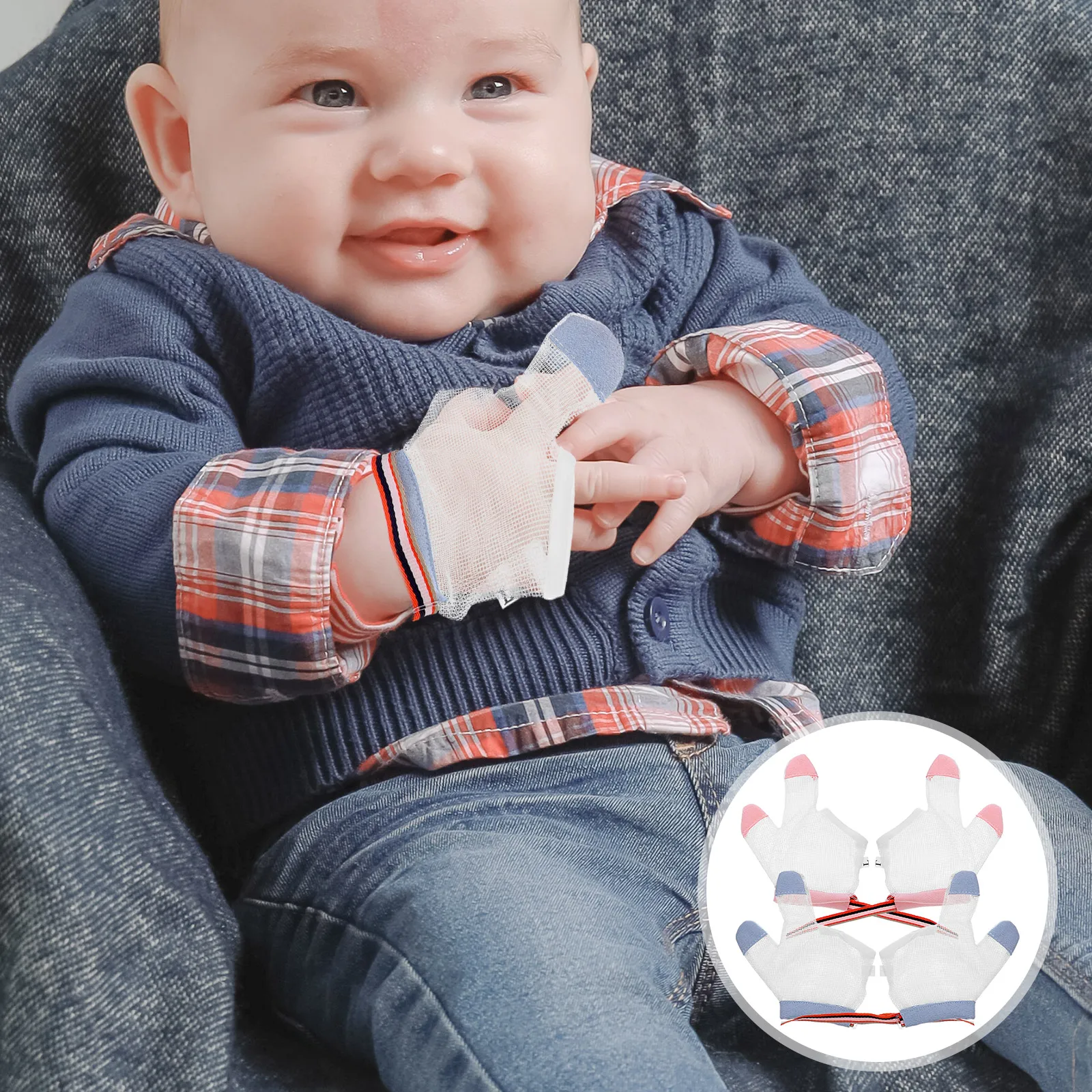 

2Pairs Baby Finger Sucking Stop Gloves Breathable Anti Nail Biting Guard Comfortable Skin Friendly Protective Thumb Sucking