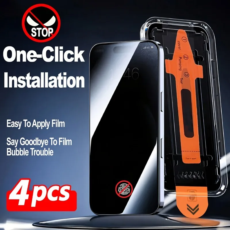 4Pcs Privacy Screen Protector Tempered Glass For iPhone 17 Air 16 15 14 13 12 11 PRO MAX Plus Anti-Spy Film Easy Application
