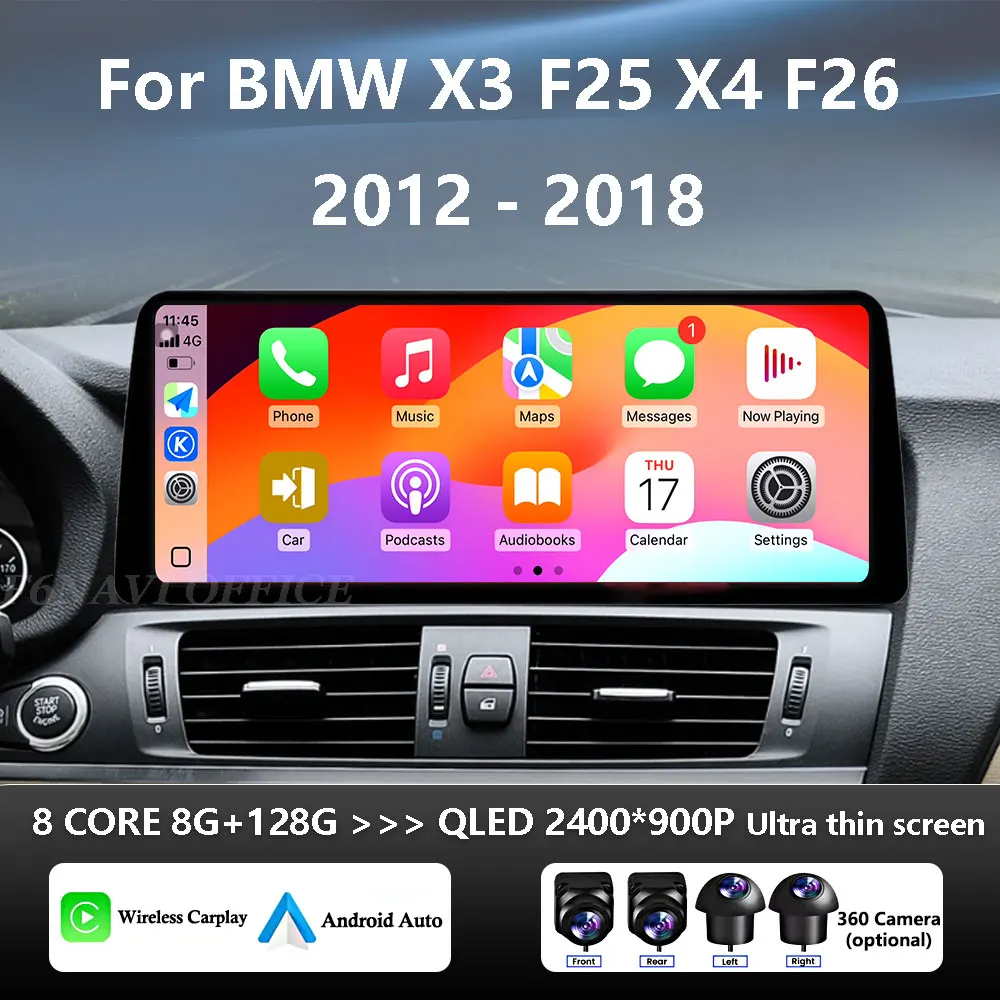 

Carplay GPS Navigation WiFi 12.3 inch Car Radio Multimedia Player 4G Android 16 For BMW X3 F25 X4 F26 2012 - 2018 CIC NBT System