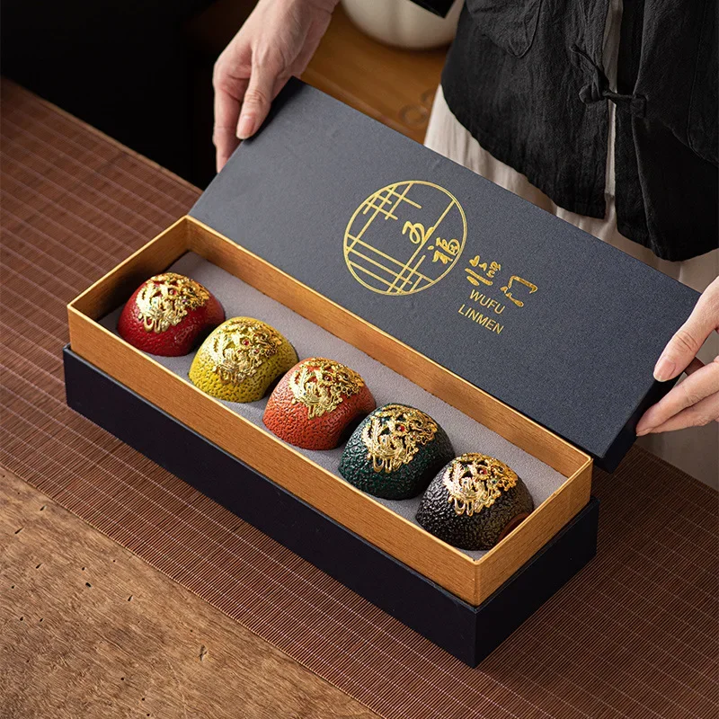 China Fenglubao coarse pottery meditation teacup master cup tea tasting  Longfeng creative retro home gift box