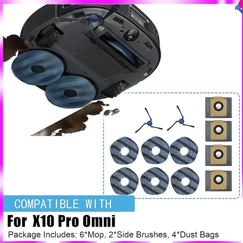 

N96R For Eufy X10 Pro Omni Robot Vacuum Cleaner Side Brush Mop Cloth Dust Bags Spare Parts