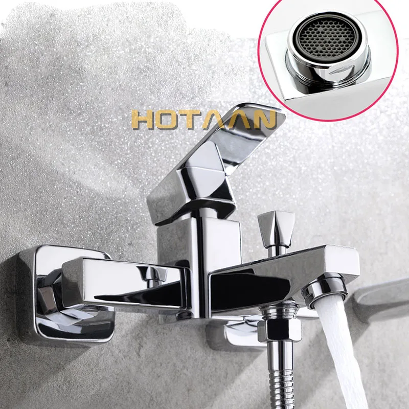 . Polished Chrome Finish New Wall Mounted Waterfall Bathroom Bathtub Handheld Shower Tap Mixer Faucet  YT-5331