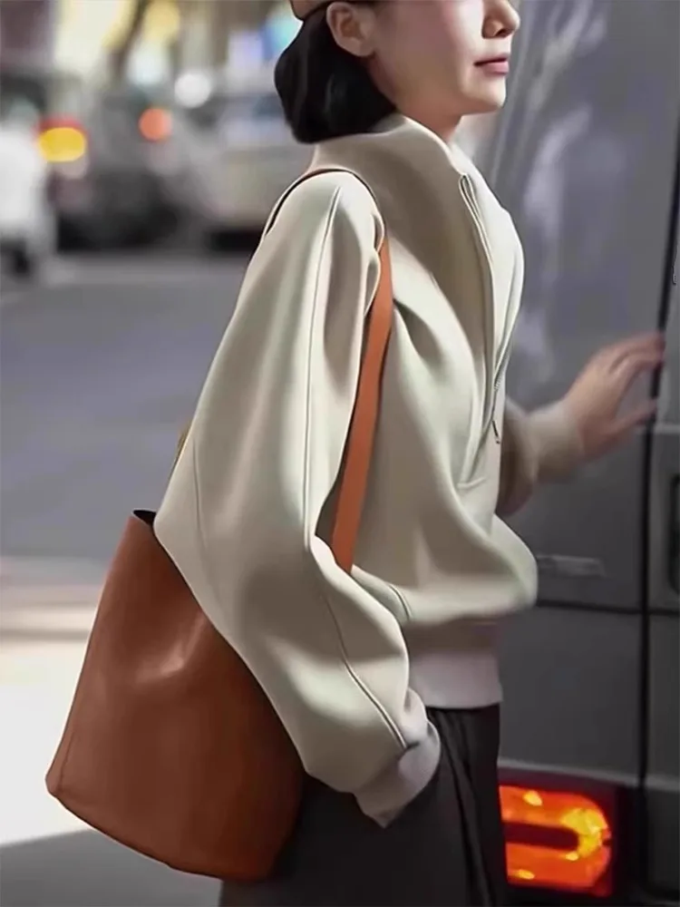 

Faionable ort f-Zip Ladies' Sweatirt Spring Autumn Loose Fit Lazy ular Trendy Top Women's Streetwear Korean Sle