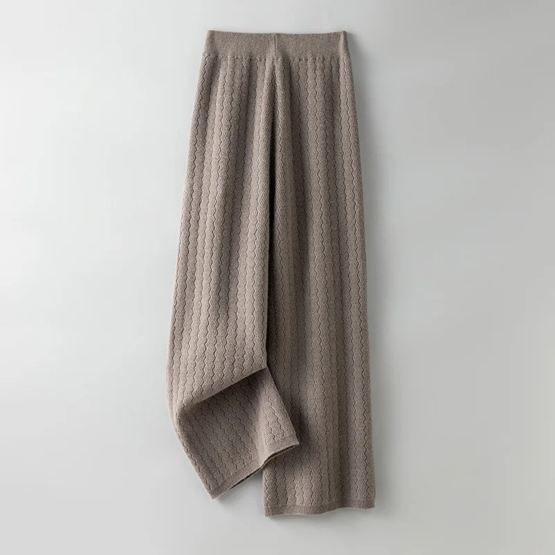 

Hot selling cashmere knitted long women's wide leg pants, loose and fashionable autumn and winter women's new wool wide leg pant