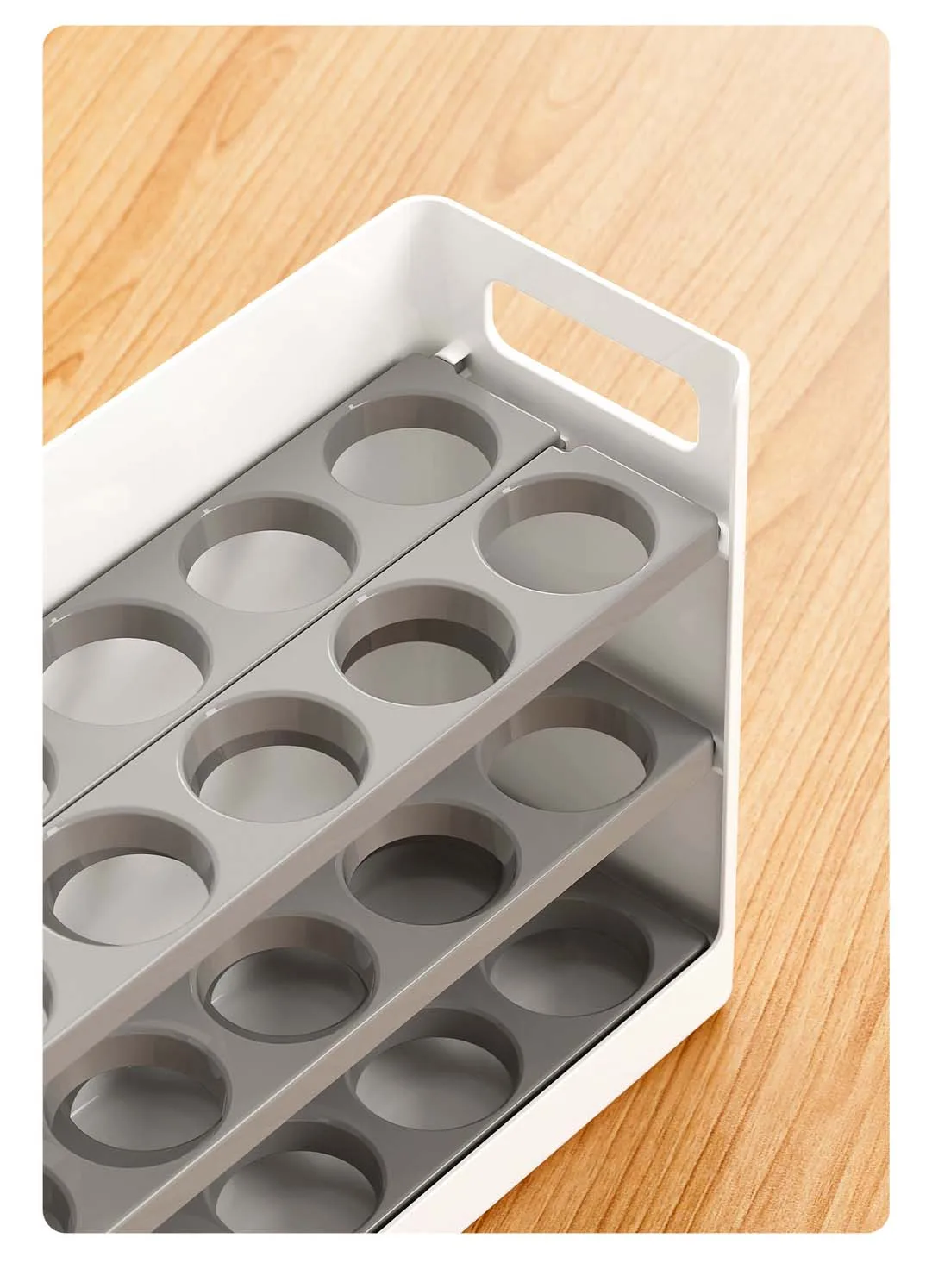 Neue Verbesserte Kühlschrank-Eier-Aufbewahrungsbox Faltbarer Seitentür-Kühlschrank-Eier-Organizer 30-Eier-Spender Aufbewahrungsbehälter – Detail 3