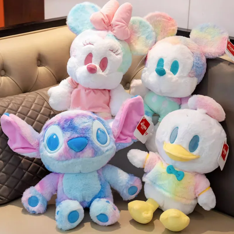 Disney-Peluche Stitch Minnie Donald Duck, Série Macaron Coloré, Jouets Mignons de Dessin Animé, Oreiller Beurre, Cadeaux d'Anniversaire et de Noël