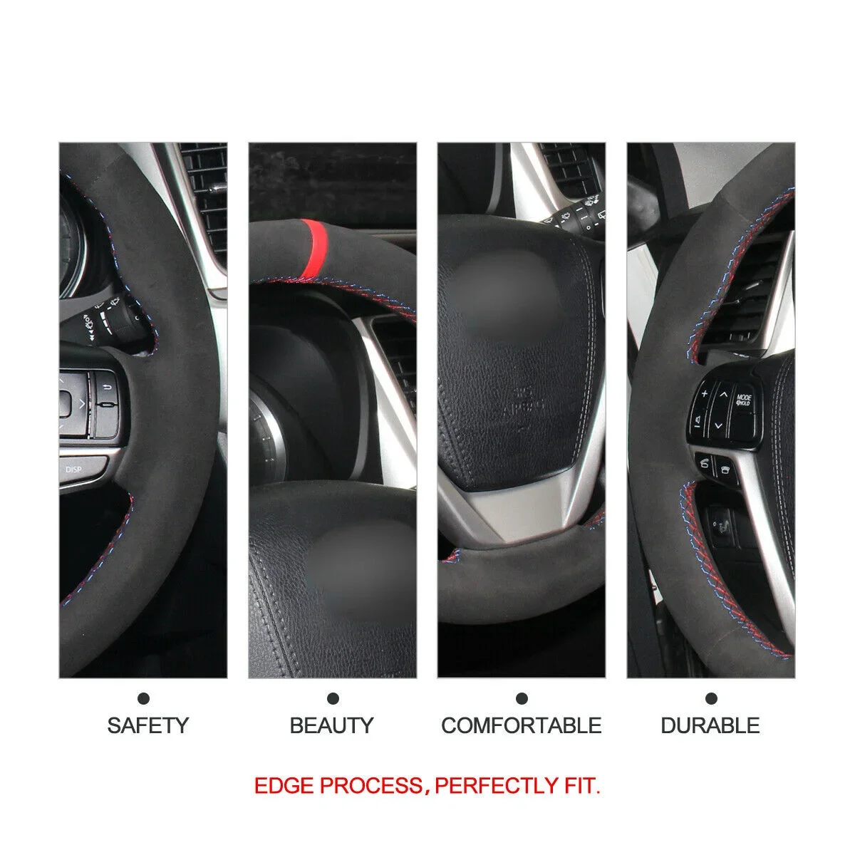 DIY Hand Stitch Synthetic Suede Car Steering Wheel Cover For Toyota Highlander Sienna 2015 2016 2017 2018 2019 Car Accessories