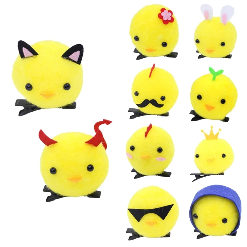 3D Cartoon Hair Pin Lovely Yellow Chick Hair Clip Birthday Party Headwear Festival Hairclip Kids Hair Styling Tool 10PCS