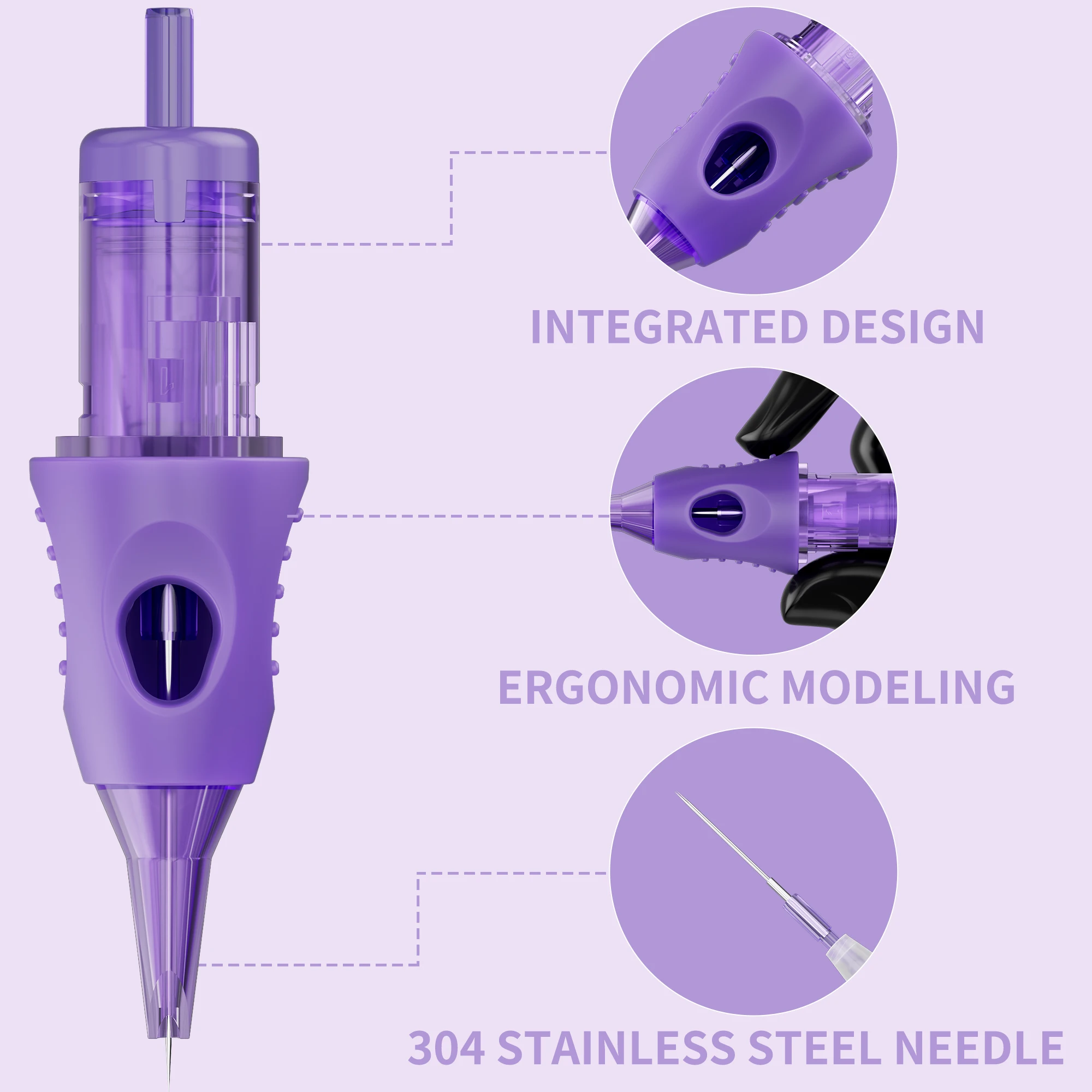 Tuffking الوشم قطعة واحدة مجموعة إبر من 10 إبر مختلطة الأرجواني الغراء إبرة قطع الموضوع ضباب الوشم إبرة