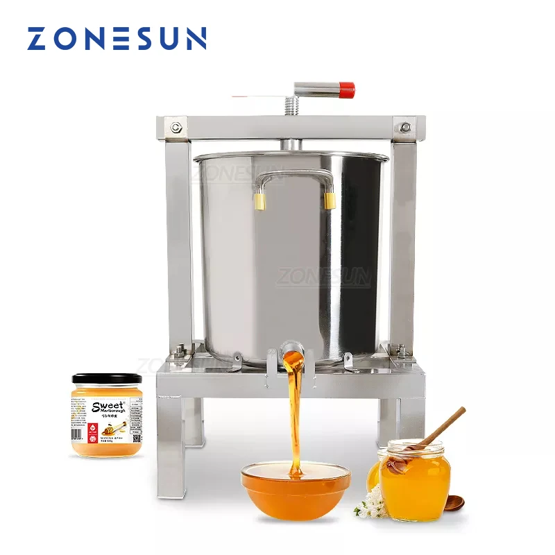 ZONESUN-máquina de presión de cera de miel de acero inoxidable, prensa Manual completamente cerrada, exprimidor de parafina, molino de depilación
