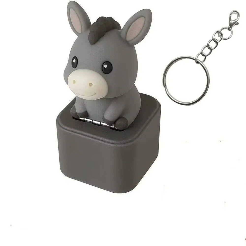 Flash Effects Monkey Button Keychain with LED Colorful Lights Pigeon Voice Key Ring Donkey Sensory Design Lamb Sounds Pendant