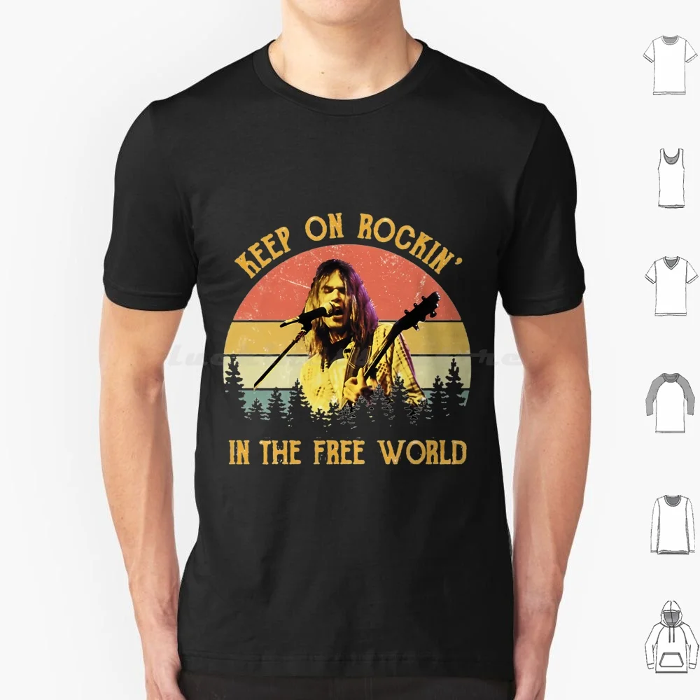 Keep On Rockin In The Free World Neil Young T Shirt 6xl Cotton Cool Tee Band Neil Young Neil Music Neil Music The Young Ones