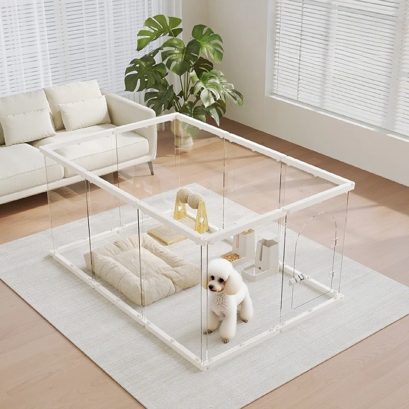Transparent Dog Playpen with Door Indoors Acrylic Dog Fence Bed Surrounded Dogs Security Barrier Puppy Child Safety Barrier view 3
