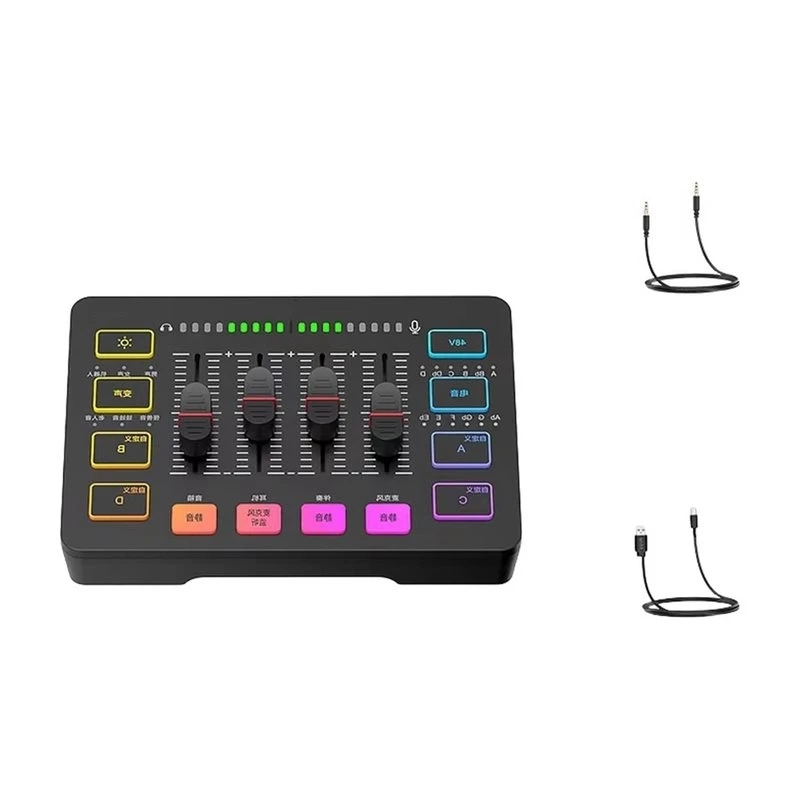 2026 New-SC3 For Game Voice Podcast Gaming Audio Mixer 4-Channel RGB Mixer With XLR Microphone Interface For Streaming