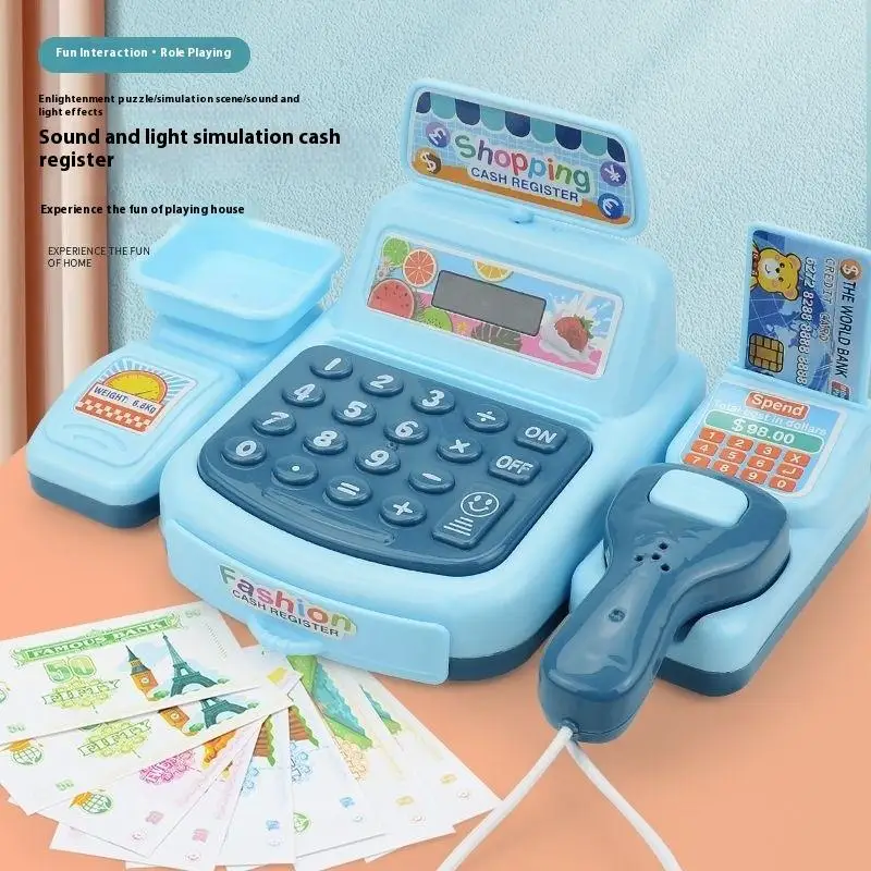 【New】1Set Electronic Game Lighting And Sound Effects Supermarket Cashier Toy Simulation Shopping Cash House Toys