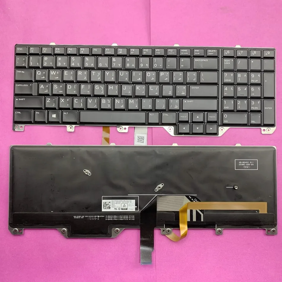 

Arabic Backlit Laptop keyboard For Dell Alienware 17 R4 With AlienFX LED 0VK0G0 PK131QB1A02 AR Layout