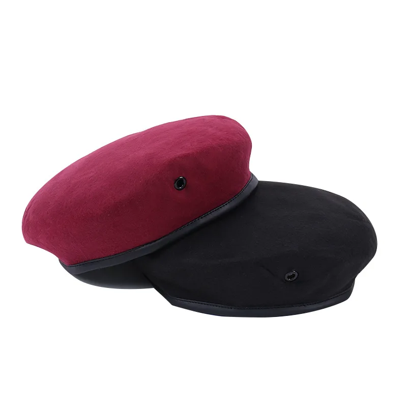Berets Caps Women Men Security Person Outdoor Working Occupational Hat Soft Felt Fabric Street Dancing Hats Home Party Hats Red