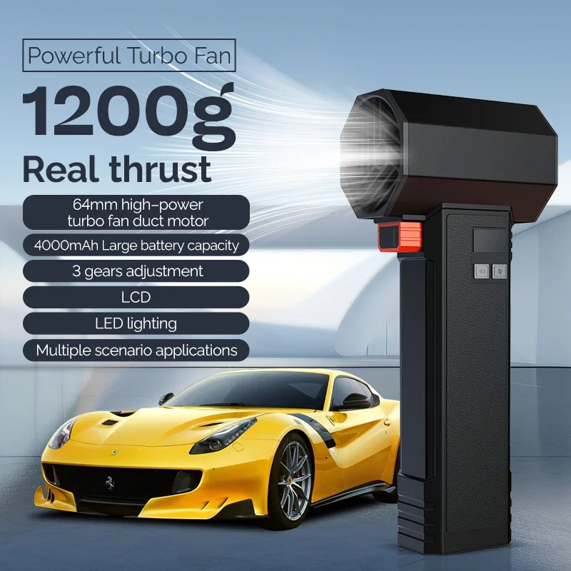 Jetdry for Car Dryer Violent Air Blower Turbo Jet fan with Thrust 1.6kg 4000mAh 64mm  to Clean Water Sand Snow Leave