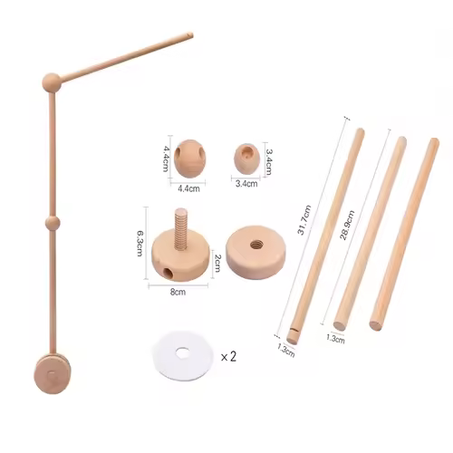 Wooden Crib Mobile Baby Bed Bell Rattle Toy Soft Felt Cartoon Bear Mobile bracket Newborn Music Box Bed Bell Hanging Bracket Toy - Image 20