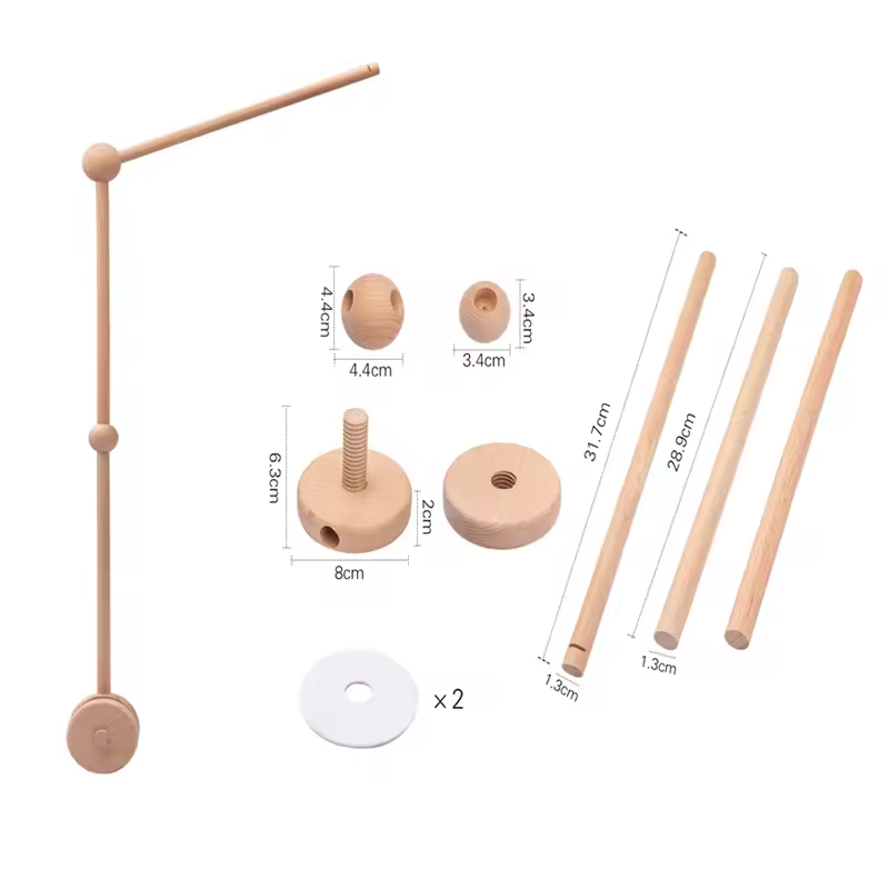 Wooden Crib Mobile Baby Bed Bell Rattle Toy Soft Felt Cartoon Bear Mobile bracket Newborn Music Box Bed Bell Hanging Bracket Toy - Image 20