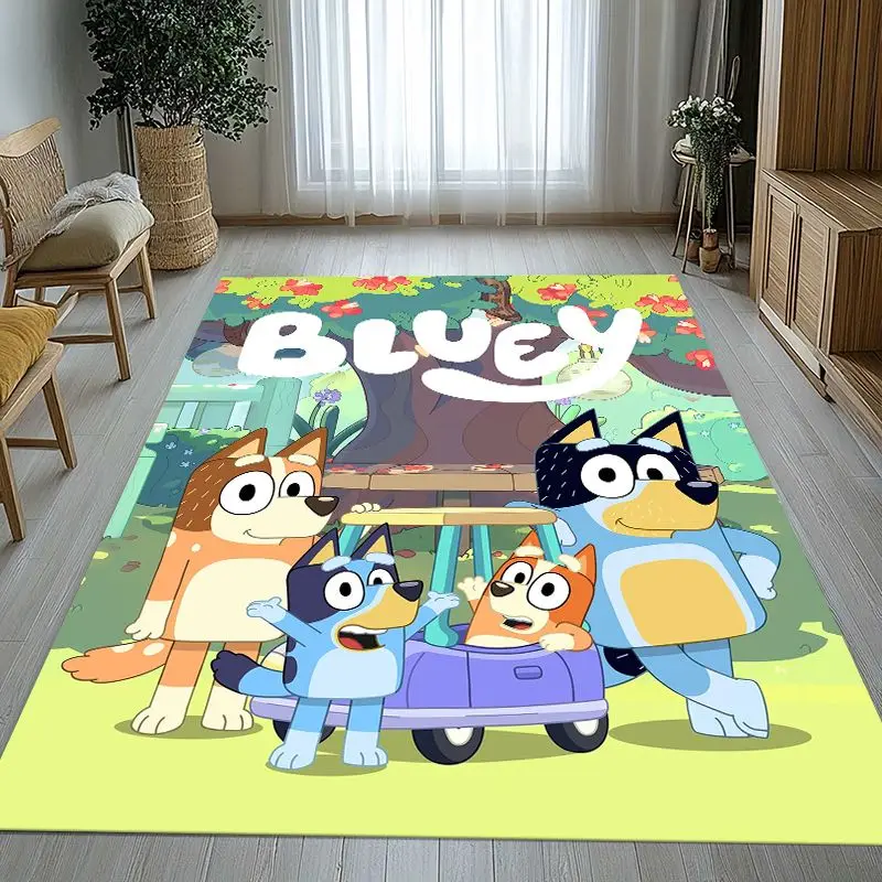 Cartoon Blue Dog Puppy Bingo Soft Non-Slip Large Area Rug for Living Room,Bedroom Playroom Carpet Mat for Sofa,Home Decor Gift