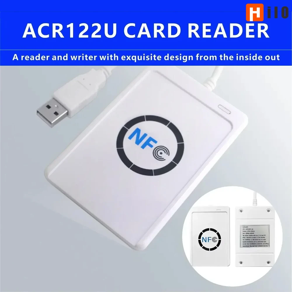 Hilo ACR122U IC Card Duplicator RFID NFC Smart Chip Tag Writer Encryption Decoding Reader 13.56Mhz ISO14443 Key USB Clone Copier