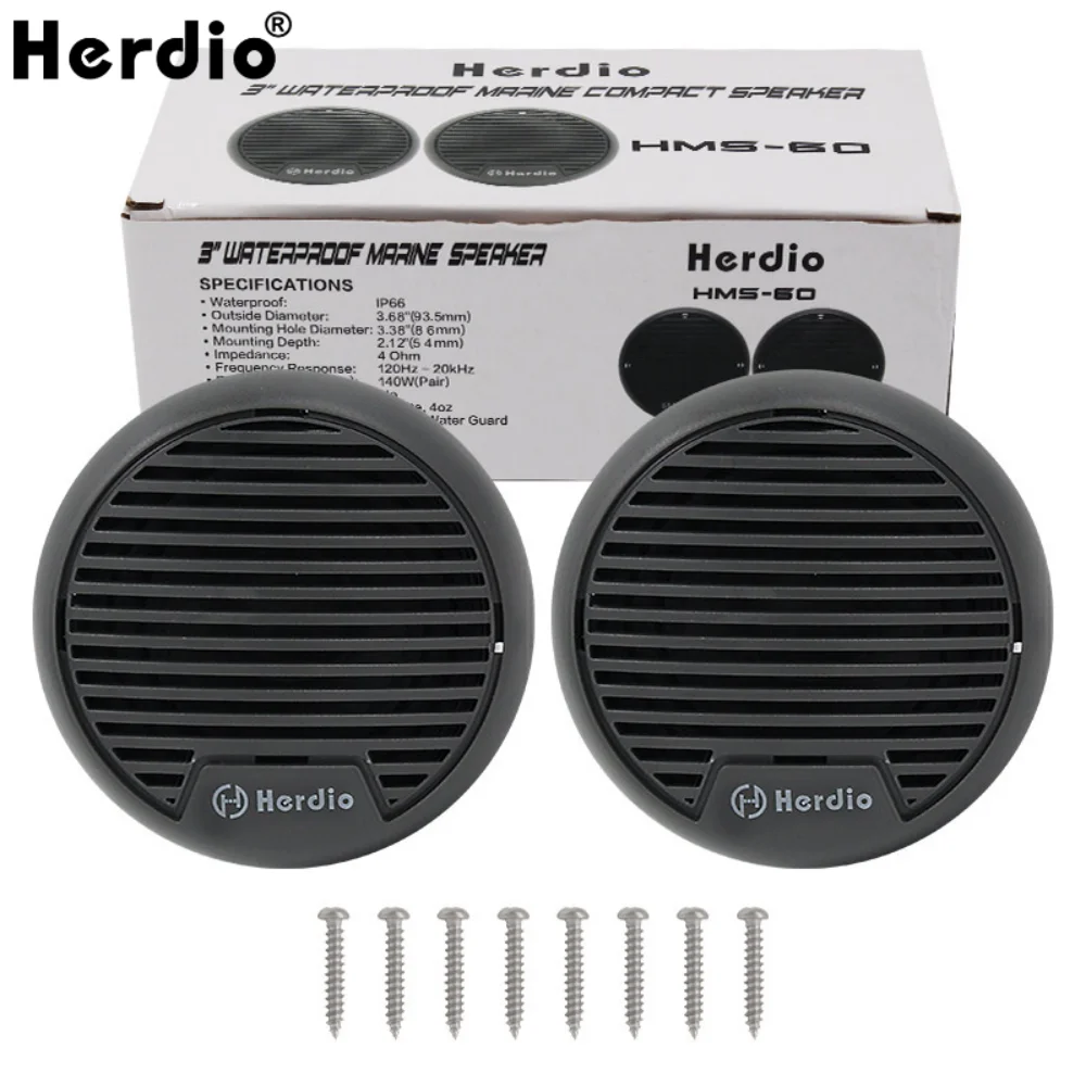 Herdio 3\'\' Waterproof Marine Speakers Full Range Audio Motorcycle Speaker Stereo System With MAX Power 140W For UTV ATV CAR SPA