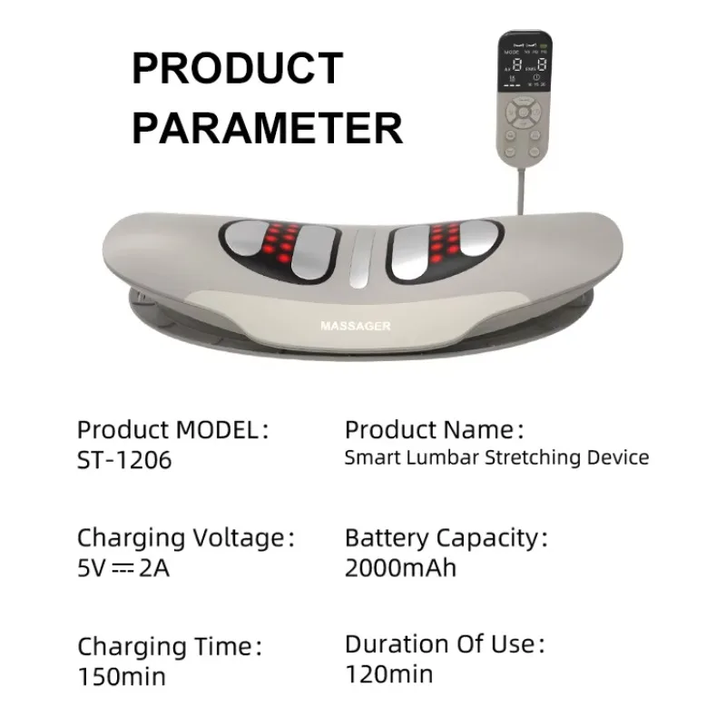 Electric Lumbar Traction Multifunctional Back Traction Device with Dynamic Airbag Traction Vibration and Heating EMS Massager view 6