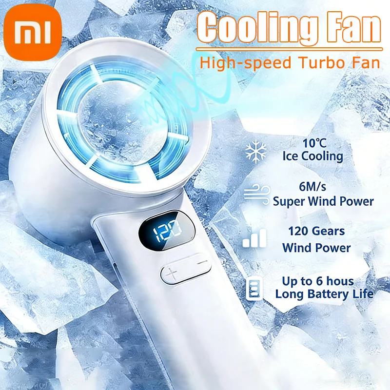 Ventilador de Refrigeração Xiaomi com Carregamento USB, Ventilador Portátil Sem Fio de 3000mAh, Ventilador de Circulação de Ar Silencioso com Display LED