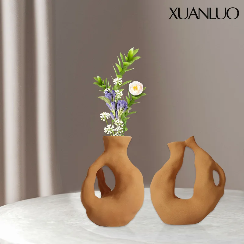 Modern minimalist creative black-and-white vase ornament Show flat sales office study soft furnishings home décor vase display