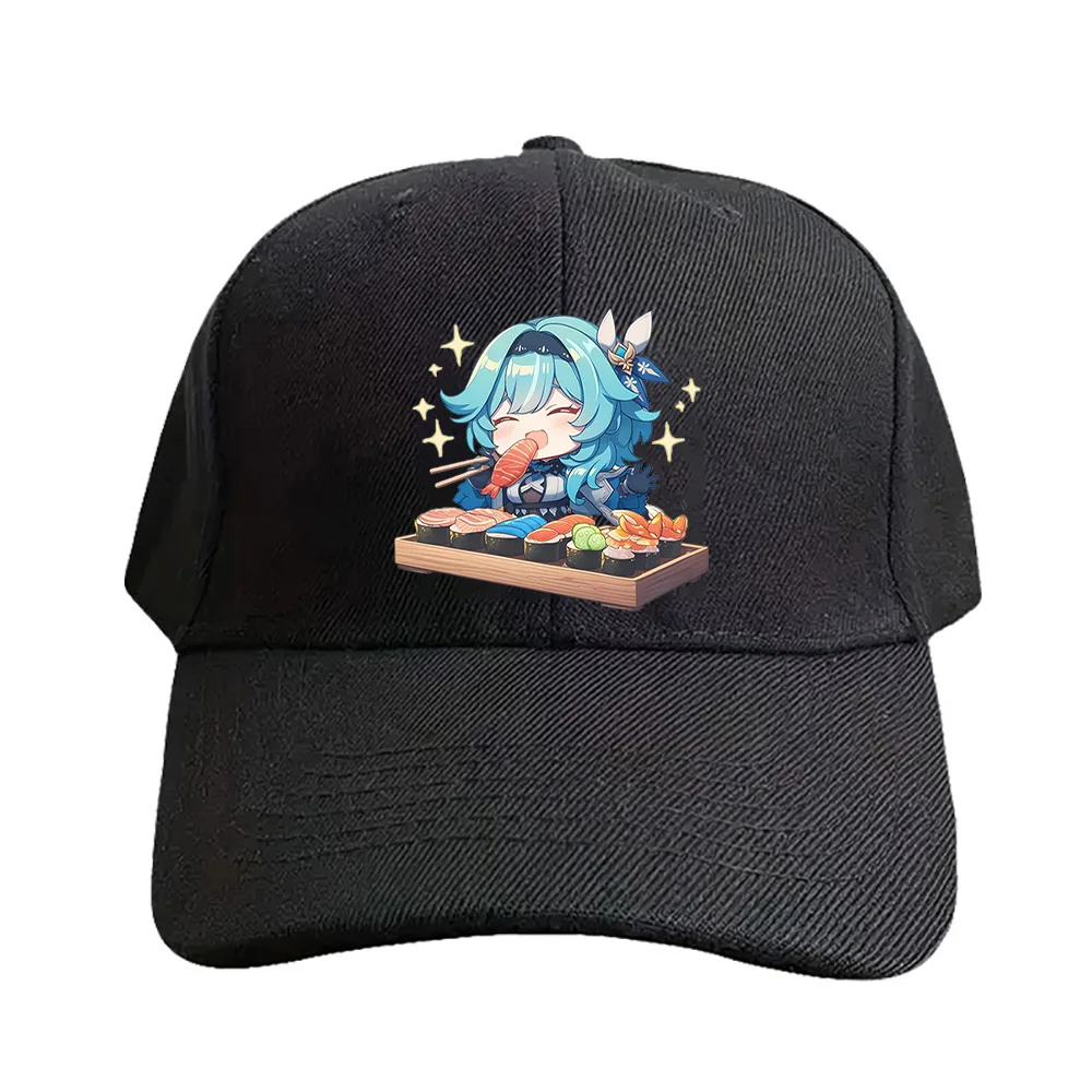 Eula Genshin Impact Chibi Sushi Sparkle Bite Cap Summer Woman Man Adult Casual Fashion Casual Adjustable Fishing Hat Sun Hat