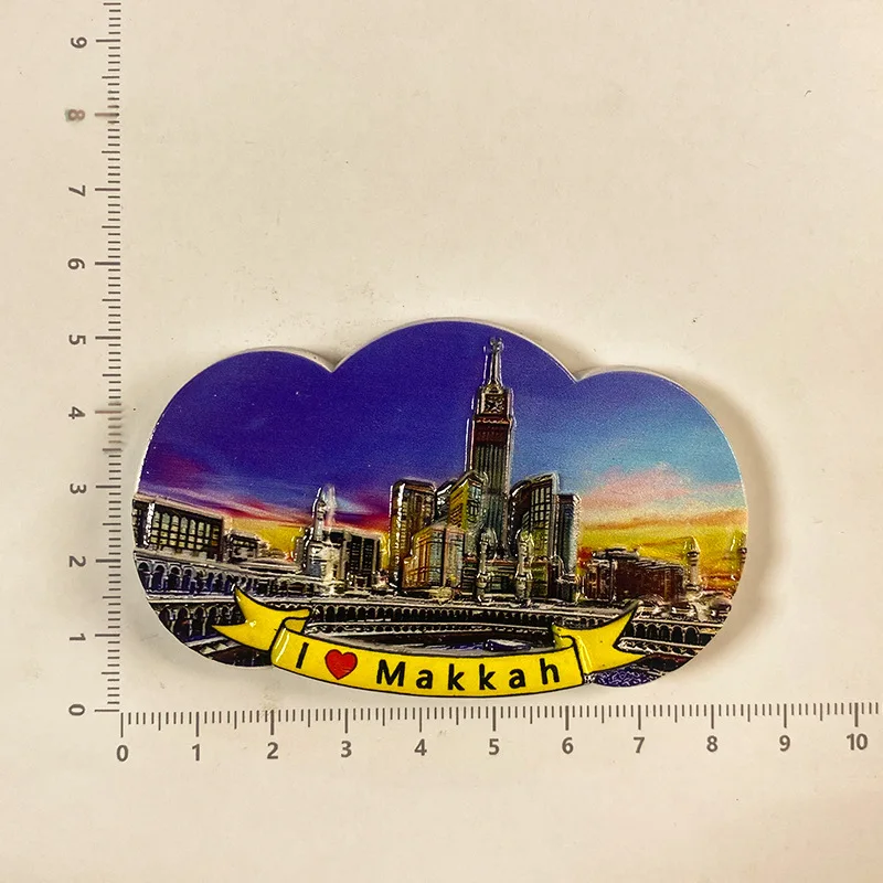 3D Resin Fridge Magnets Saudi Arabia Makkah Cityscape Jeddah Logo Camel Decor Imanes Nevera Room Decoration