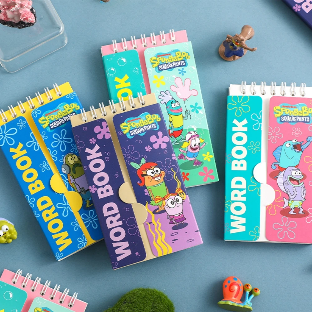 SpongeBob Spiral Coil Notebook, Back‑to‑School English Word Book for Dictation Recitation, Aesthetic Cartoon Stationery