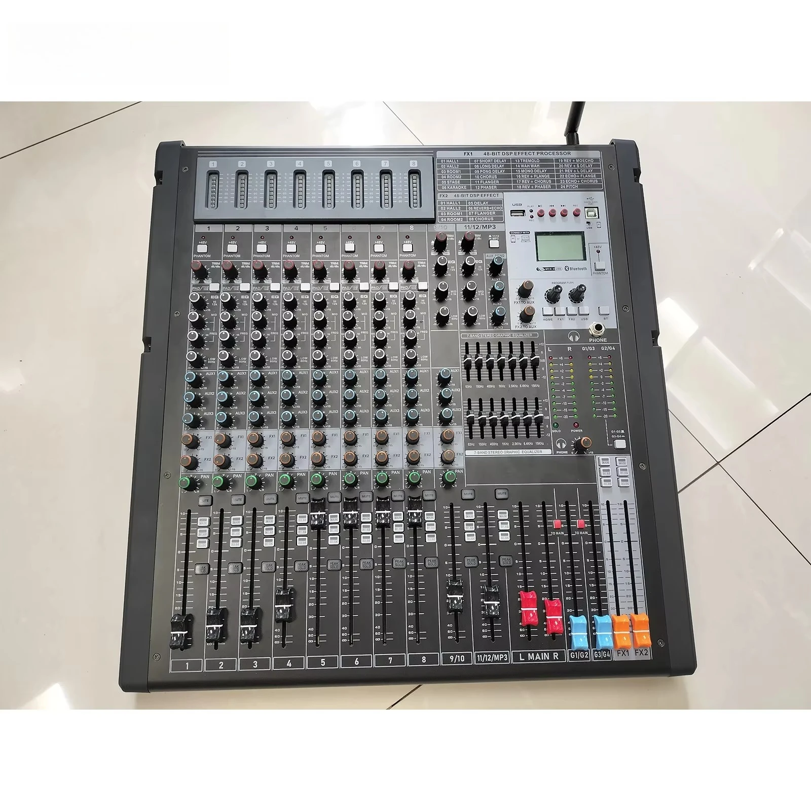 

TFB 1000W*2CH Professional Amplifier Mixer With Big Power 12/16 Channel Blue-tooth/3 AUX/Dual 24+8 DSP Effects/4 Stereo/4 Group