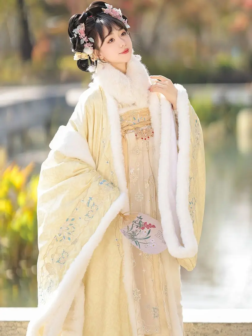 

Fengg Hanfu Dreaming Like A Dream For Women Tang Style Chest Length Broken Skirt Embroidered Big Sleeve Shirt With Thick