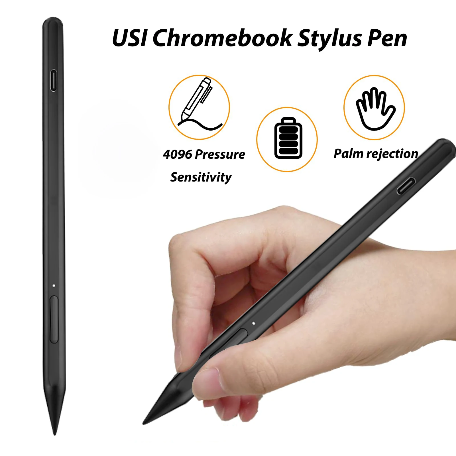 USI2.0 Stylus Pen G1 for Chromebook, Stylus with USB-C Fast Charging, 4096 Fine Control for Fire Max 11/Fire HD 10, ASUS Flip