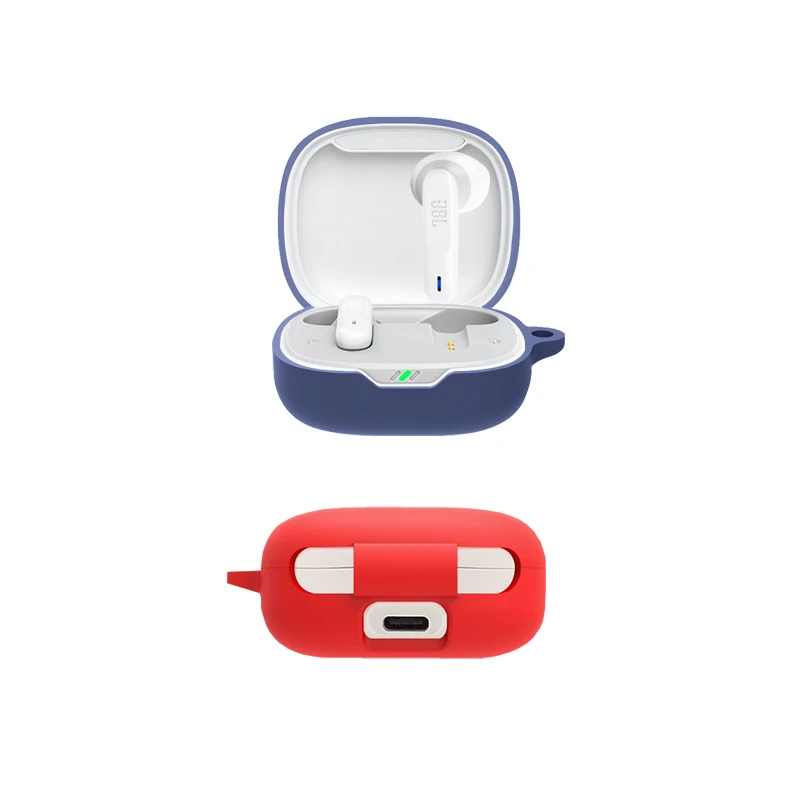 Casing Silikon untuk JBL Wave 300 TWS Penutup dengan Cincin Antijatuh Earphone Tahan Benturan Casing Pelindung Kotak Earphone Penutup Aksesori