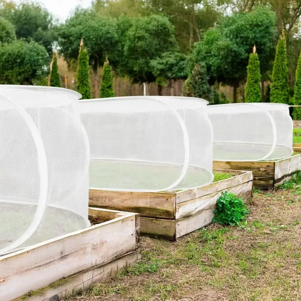 Foldable Plant Protection Netting Bird Control with Ground Stakes Garden Row Covers Raised Beds Mesh Plant Cage